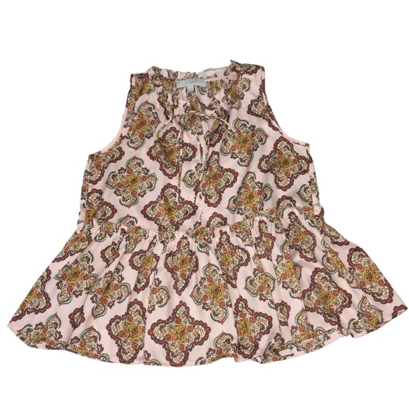 LOFT Pink Peplum Sleeveless Floral Paisley Top - Women’s XS - Picture 2 of 11